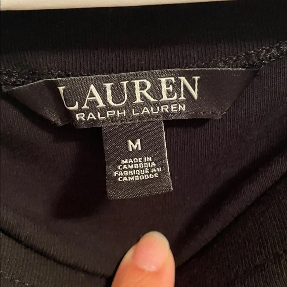 ❌ SOLD ❌ Lauren Ralph Lauren • Stretch Cotton Boatneck Elbow Sleeve Black Tee - Picture 7 of 7